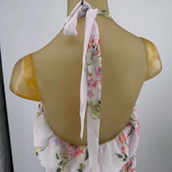 Guess Womens Floral Print Halter Dress size XL White & Pink - Picture 5 of 15
